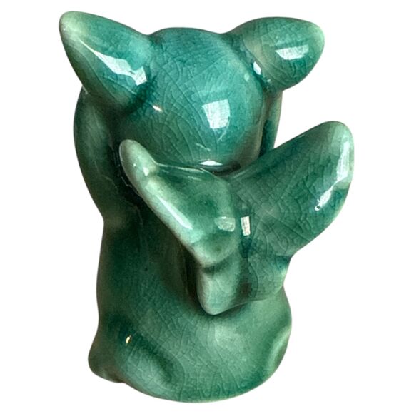 VTG Flying Pig Figurine Green Celadon Glaze Ceramic Miniature Animal Collectible - Picture 6 of 7
